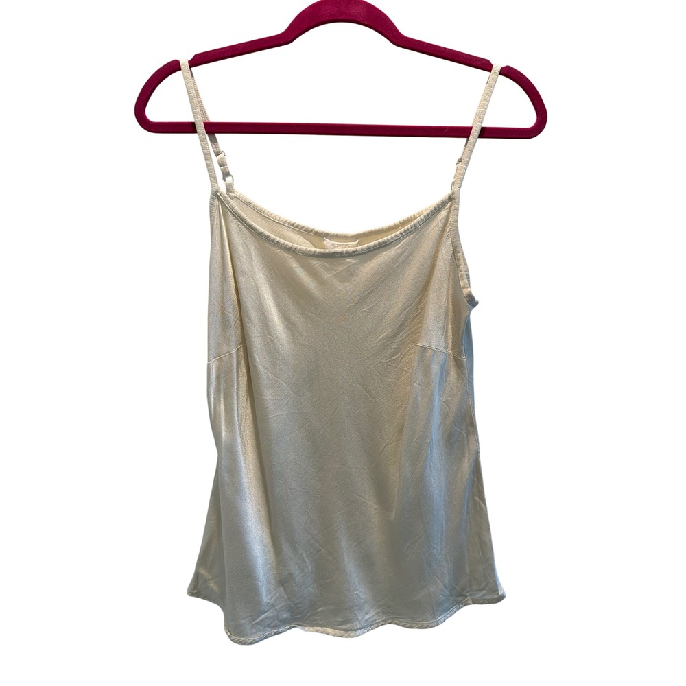 Ghost London Cream Satin Camisole Adjustable Spaghetti Strap Scoop Neck Top M